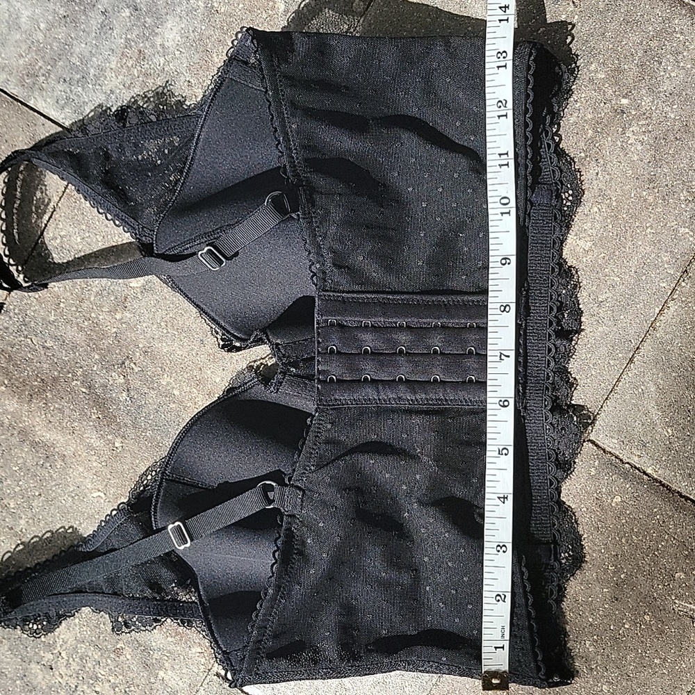 Victoria's Secret Dream Angels Lined Demi Black Lace Longline Bra Sz 36D - Picture 10 of 12